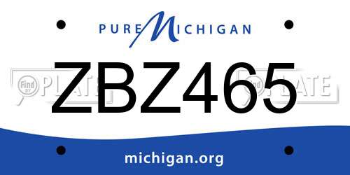 ZBZ465 Michigan License Plate