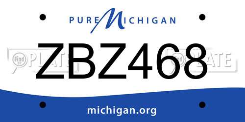 ZBZ468 Michigan License Plate