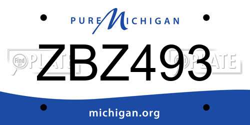 ZBZ493 Michigan License Plate