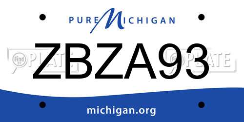 ZBZA93 Michigan License Plate