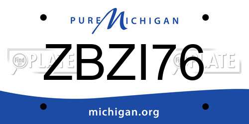 ZBZI76 Michigan License Plate