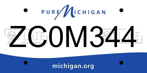 ZC0M344 Michigan License Plate