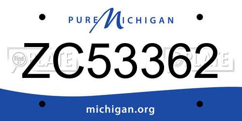 ZC53362 Michigan License Plate