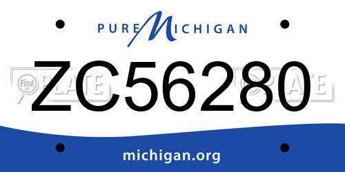 ZC56280 Michigan License Plate