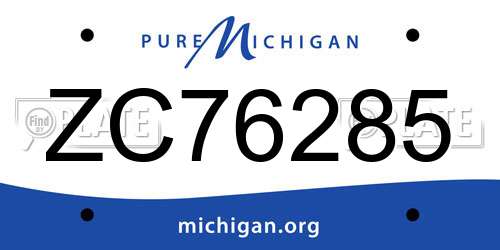 ZC76285 Michigan License Plate