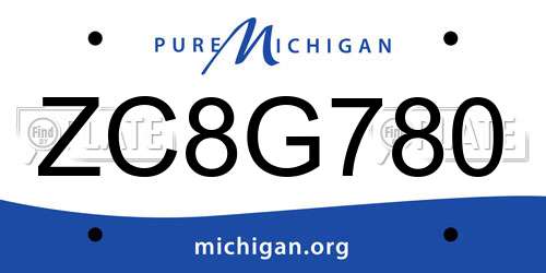 ZC8G780 Michigan License Plate
