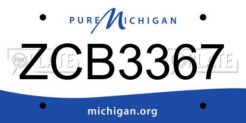 ZCB3367 Michigan License Plate