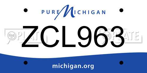 ZCL963 Michigan License Plate