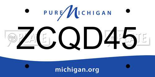 ZCQD45 Michigan License Plate