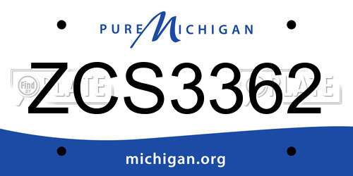 ZCS3362 Michigan License Plate