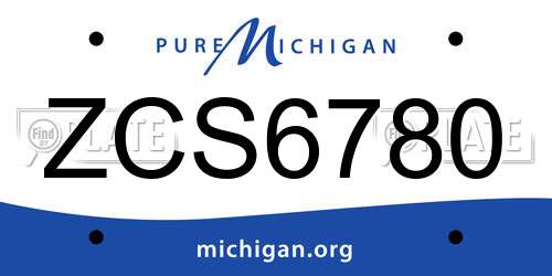 ZCS6780 Michigan License Plate