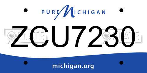 ZCU7230 Michigan License Plate