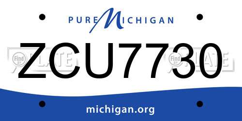ZCU7730 Michigan License Plate