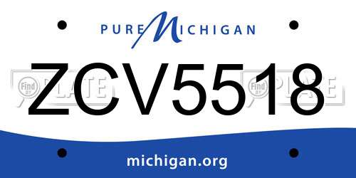 ZCV5518 Michigan License Plate
