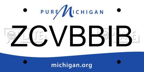 ZCVBBIB Michigan License Plate