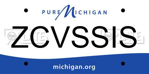 ZCVSSIS Michigan License Plate