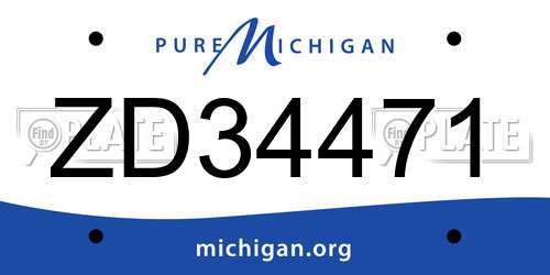 ZD34471 Michigan License Plate