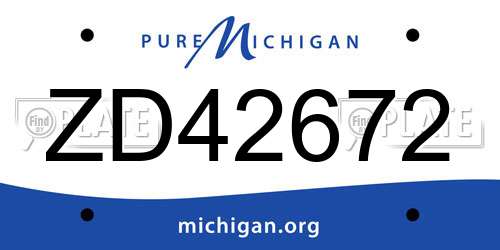 ZD42672 Michigan License Plate