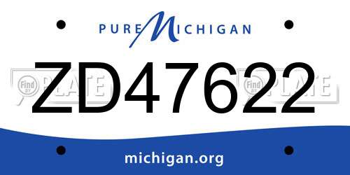 ZD47622 Michigan License Plate