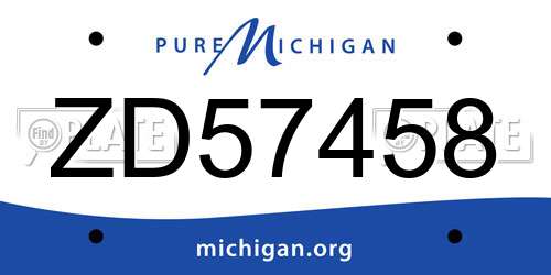 ZD57458 Michigan License Plate