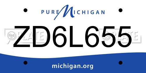 ZD6L655 Michigan License Plate
