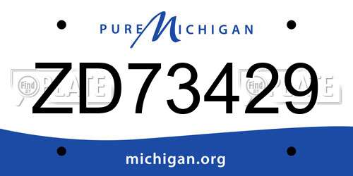 ZD73429 Michigan License Plate