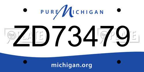 ZD73479 Michigan License Plate