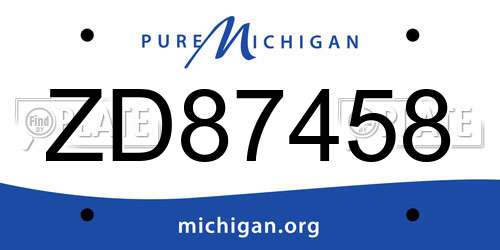 ZD87458 Michigan License Plate