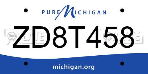 ZD8T458 Michigan License Plate