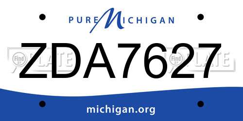 ZDA7627 Michigan License Plate