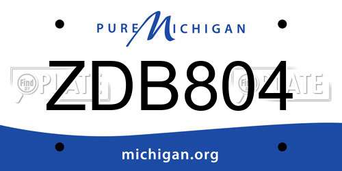 ZDB804 Michigan License Plate