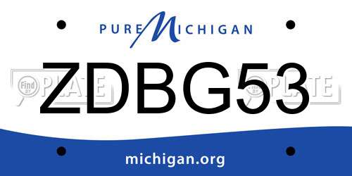 ZDBG53 Michigan License Plate