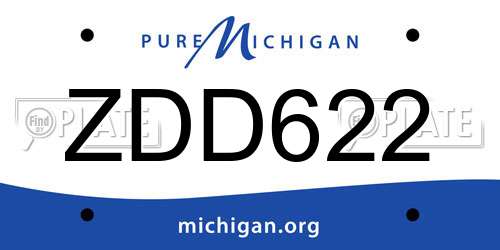 ZDD622 Michigan License Plate