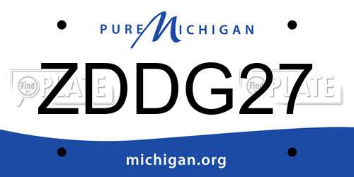 ZDDG27 Michigan License Plate