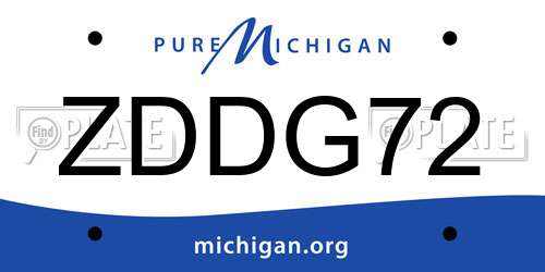 ZDDG72 Michigan License Plate