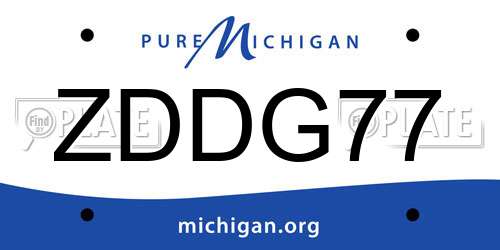 ZDDG77 Michigan License Plate