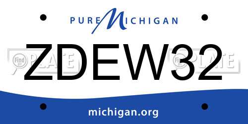 ZDEW32 Michigan License Plate