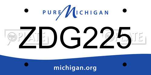 ZDG225 Michigan License Plate