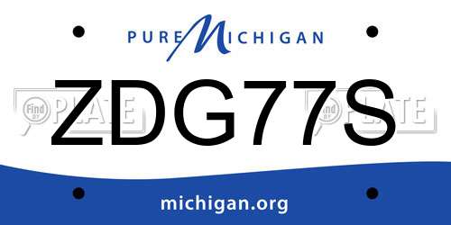 ZDG77S Michigan License Plate