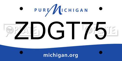 ZDGT75 Michigan License Plate