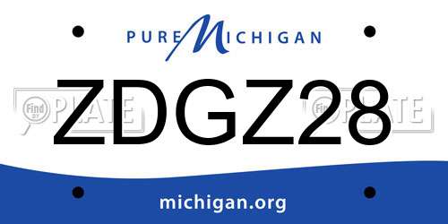 ZDGZ28 Michigan License Plate
