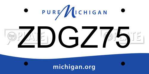 ZDGZ75 Michigan License Plate