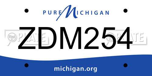ZDM254 Michigan License Plate