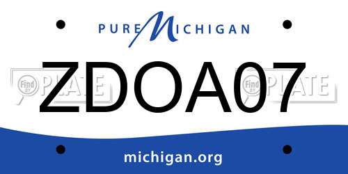ZDOA07 Michigan License Plate