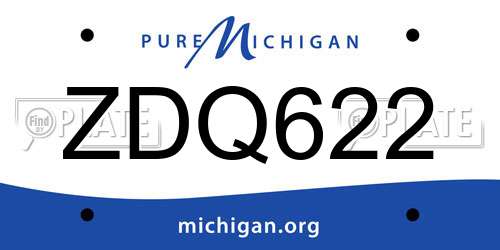 ZDQ622 Michigan License Plate