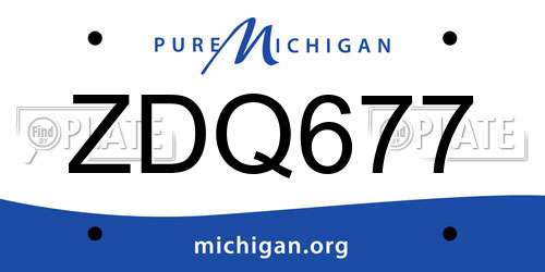 ZDQ677 Michigan License Plate