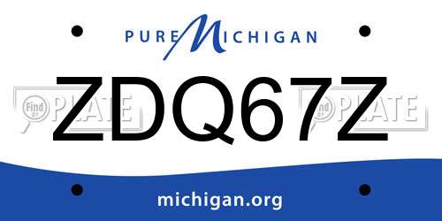 ZDQ67Z Michigan License Plate