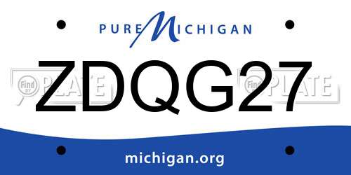 ZDQG27 Michigan License Plate