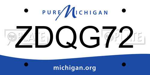 ZDQG72 Michigan License Plate