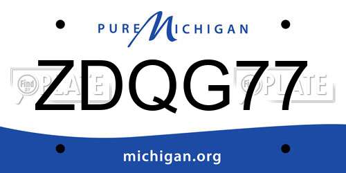 ZDQG77 Michigan License Plate